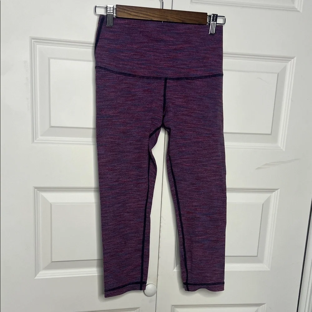 Lululemon Cropped Leggings Purple Pink Space Dye High Rise